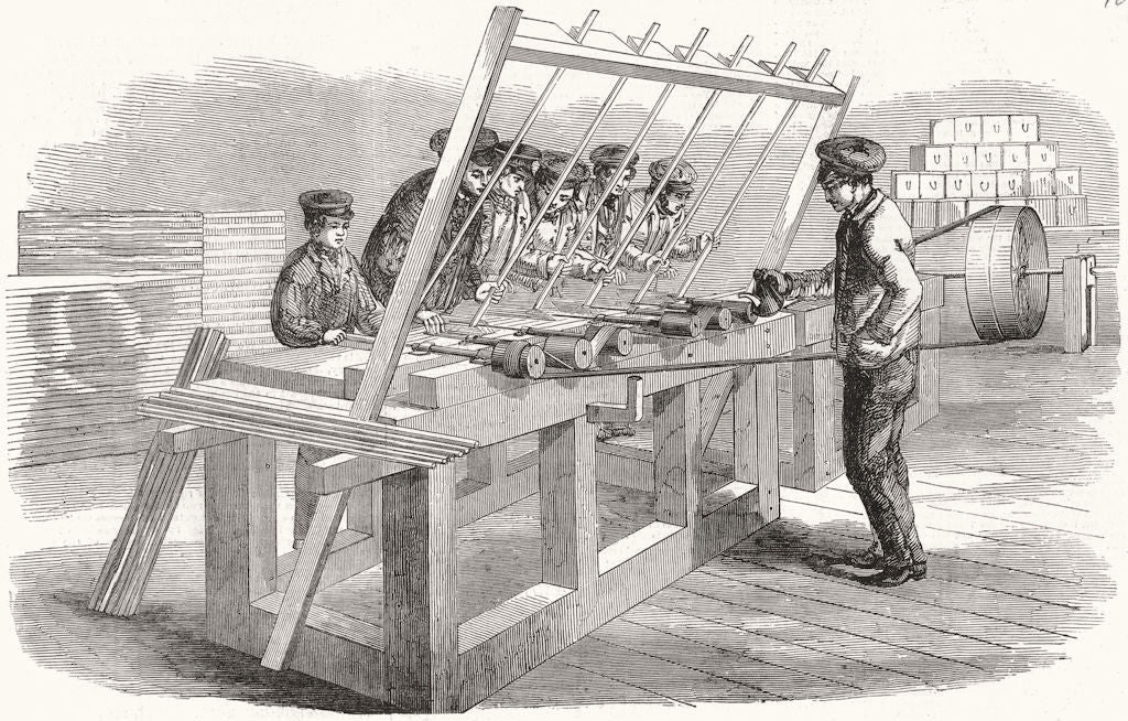 ENGINEERING. Drilling Machine 1851 old antique vintage print picture